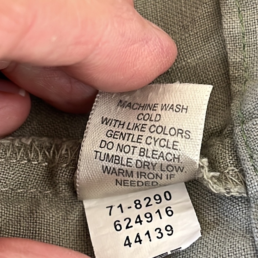 J. Jill Women Dress‎ 100% Linen Size 4 Kha Tan Green Popover 3/4 Sleeve Pockets - Picture 5 of 13